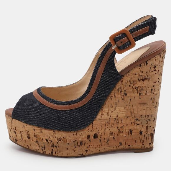 Christian Louboutin Dark Blue Fabric And Leather Une Plume Sandals Size 36,New Products : American Fashion Style Bags On Sale